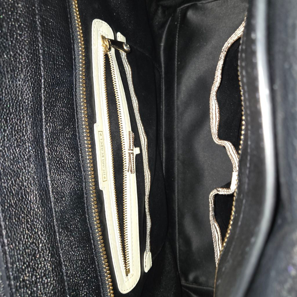 Henri Bendel Black Leather Handbag with Woven Detailing & Gold-toned hardware - Picture 13 of 15